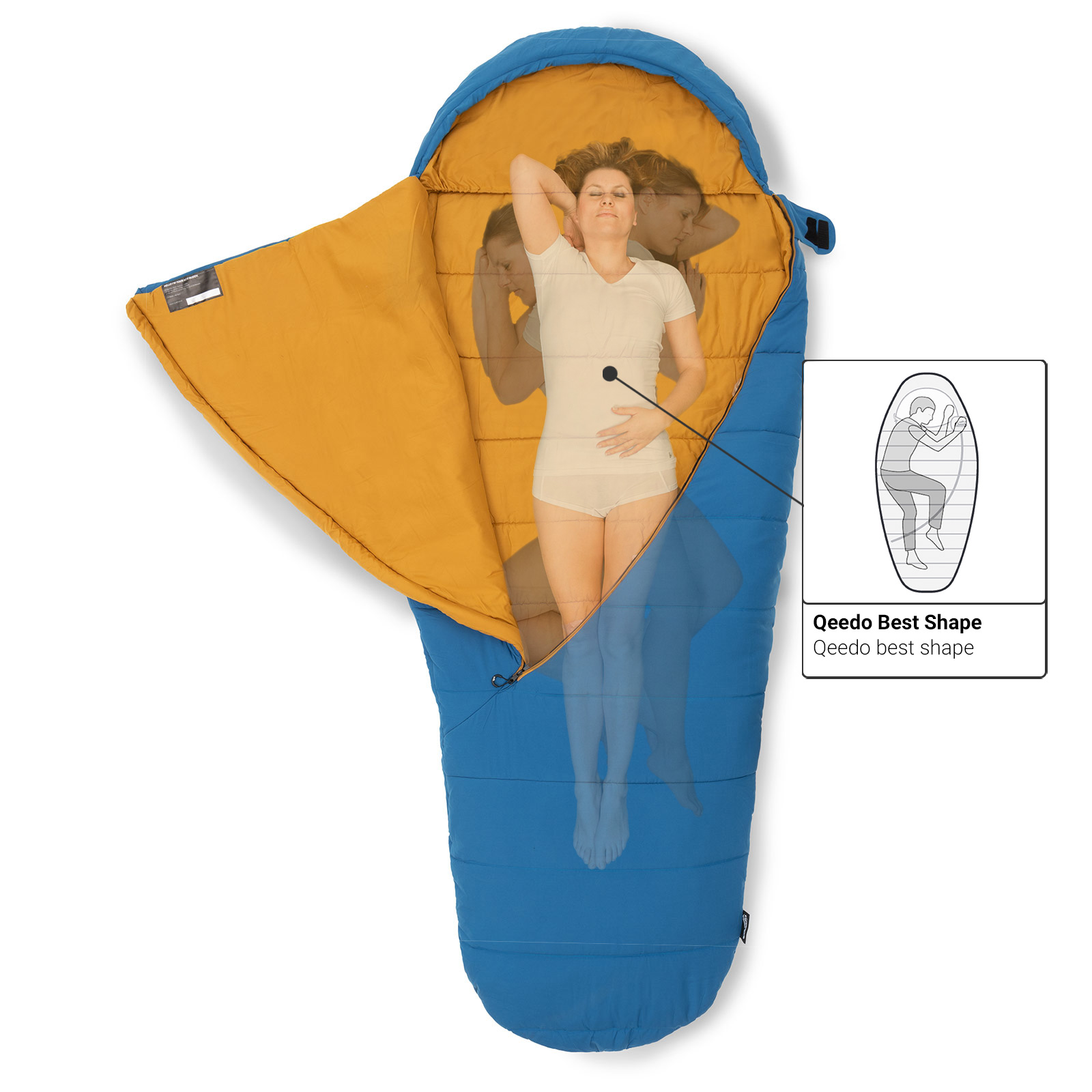 Mumienschlafsack Qeedo Buddy XL Schlafsack Eiform, Erwachsene, extra