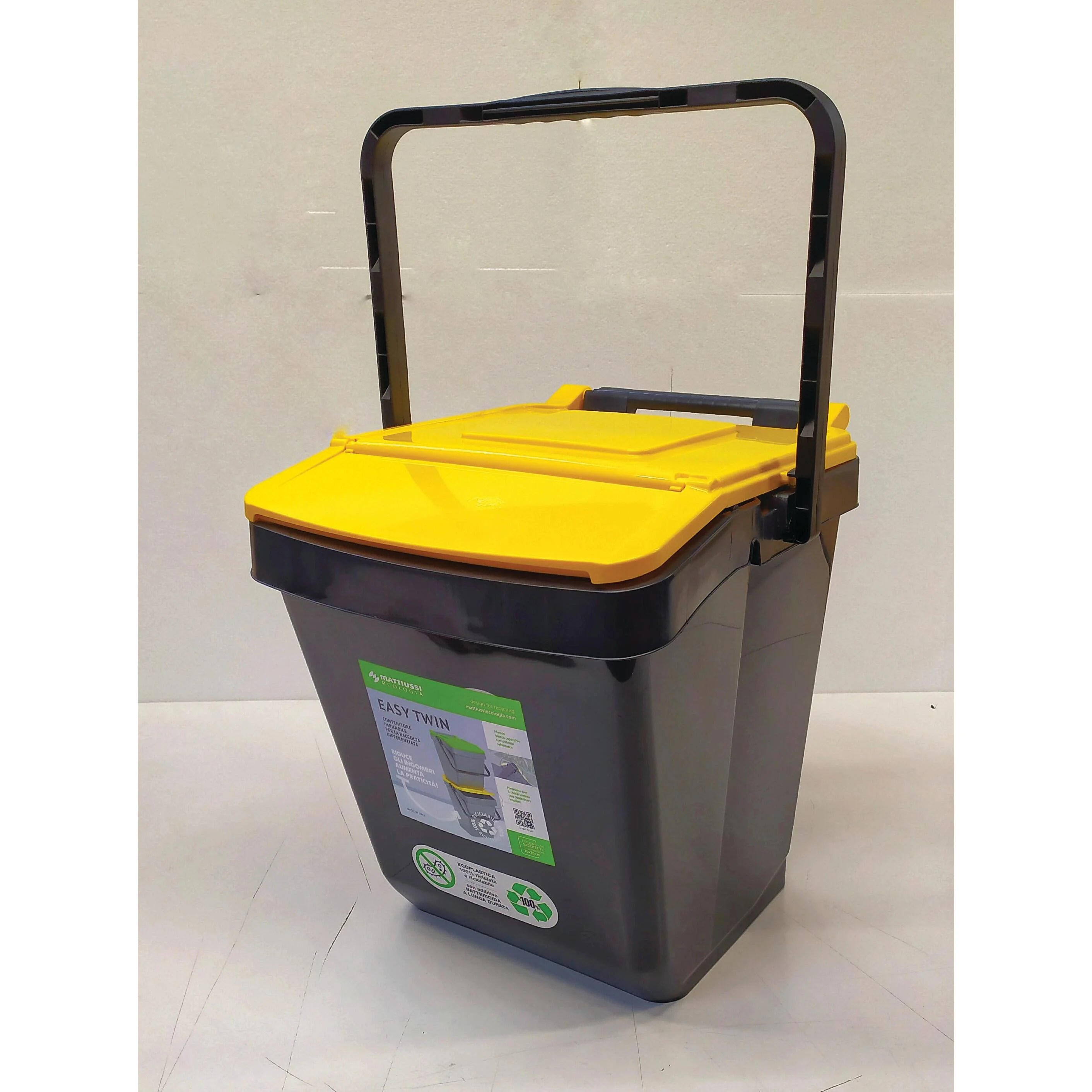 Pattumiera Easy Twin 30 manuale grigio giallo 30 L Leroy Merlin