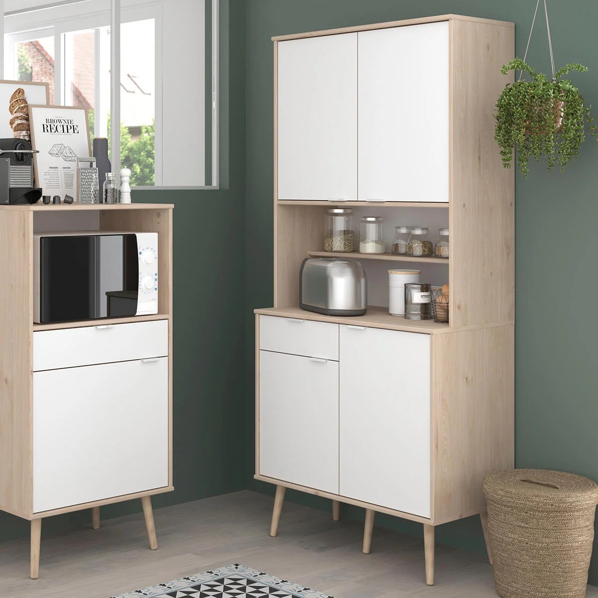 Credenza Nordik bianco e quercia L 80H 184 x P 43 cm Leroy Merlin