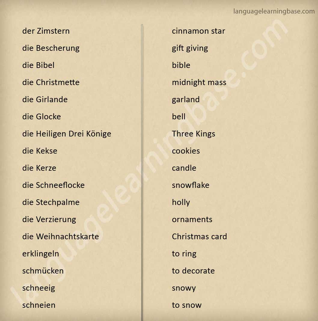 Learn German Vocabulary for Christmas learn German,vocabulary,german