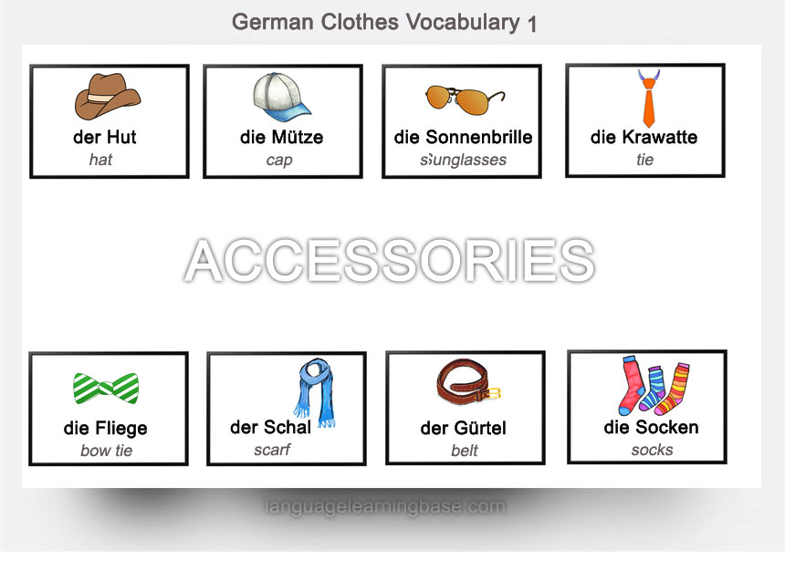 German Clothes Vocabulary Flashcards learn German,vocabulary,german
