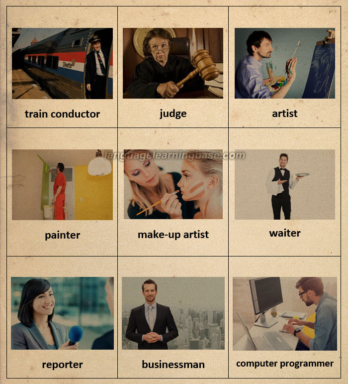 Jobs and Occupations Flashcards learn English,flashcards,vocabulary