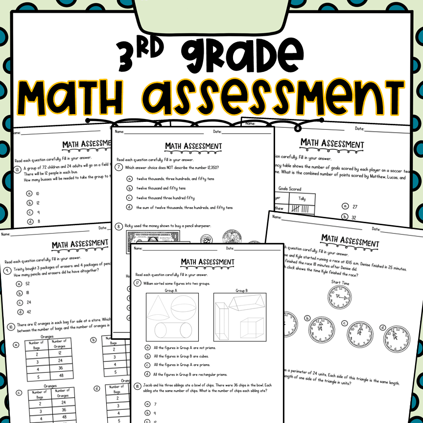 3rd Grade Math Assessment Printables and BOOM Card | Made By Teachers