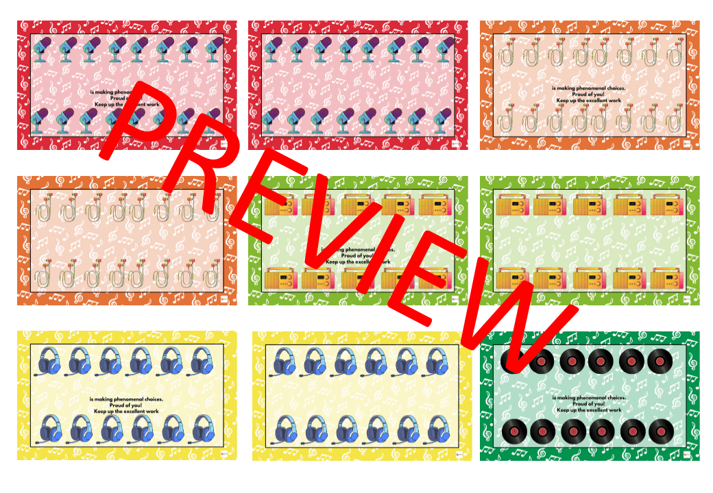 Editable Behavior Punch Cards Music Theme Made By Teachers