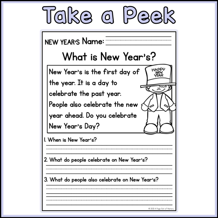 New Years Holidays Reading Comprehension Passages K-2 | Made By Teachers