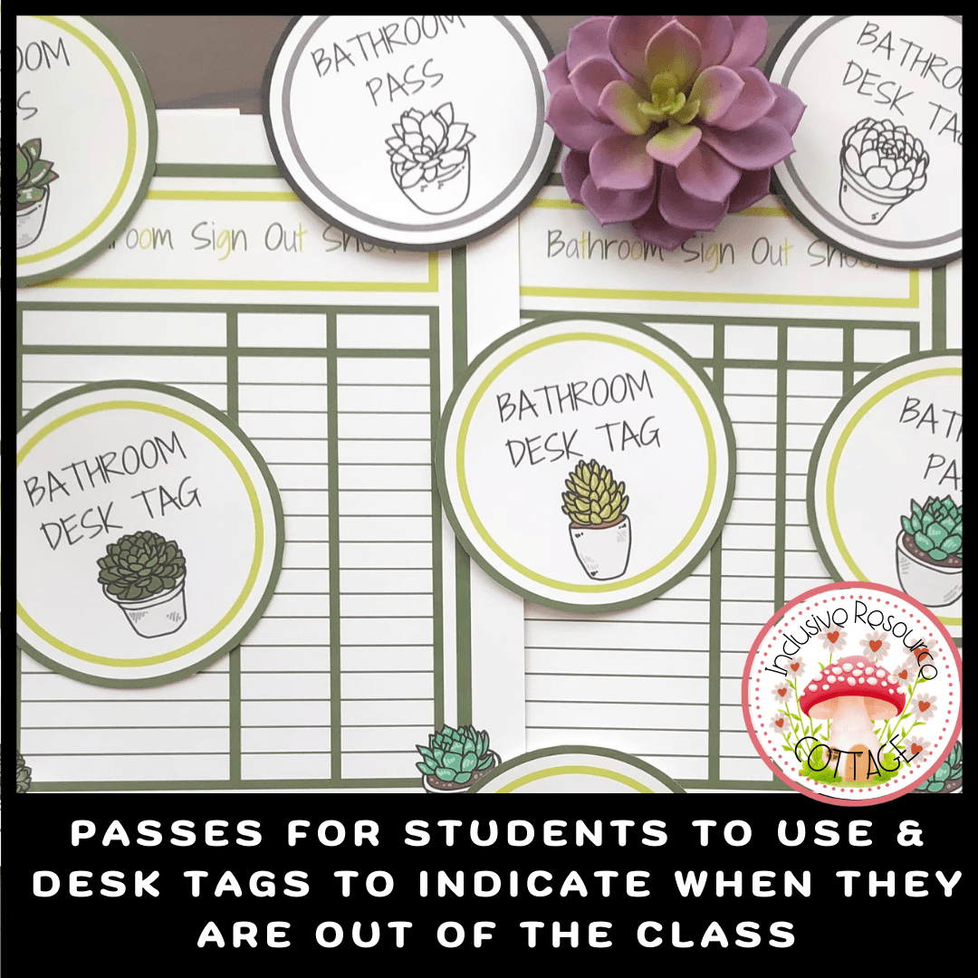 Bathroom Passes I Desk Tags I Sign Out Sheets Classroom Management