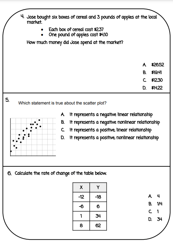 8th Grade Math End of Year, STAAR review Packet with Helpful Hints Page