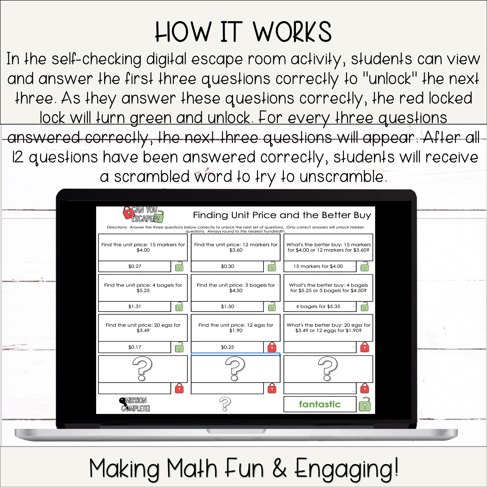 Unit Price and the Better Buy Digital SelfChecking Escape Room