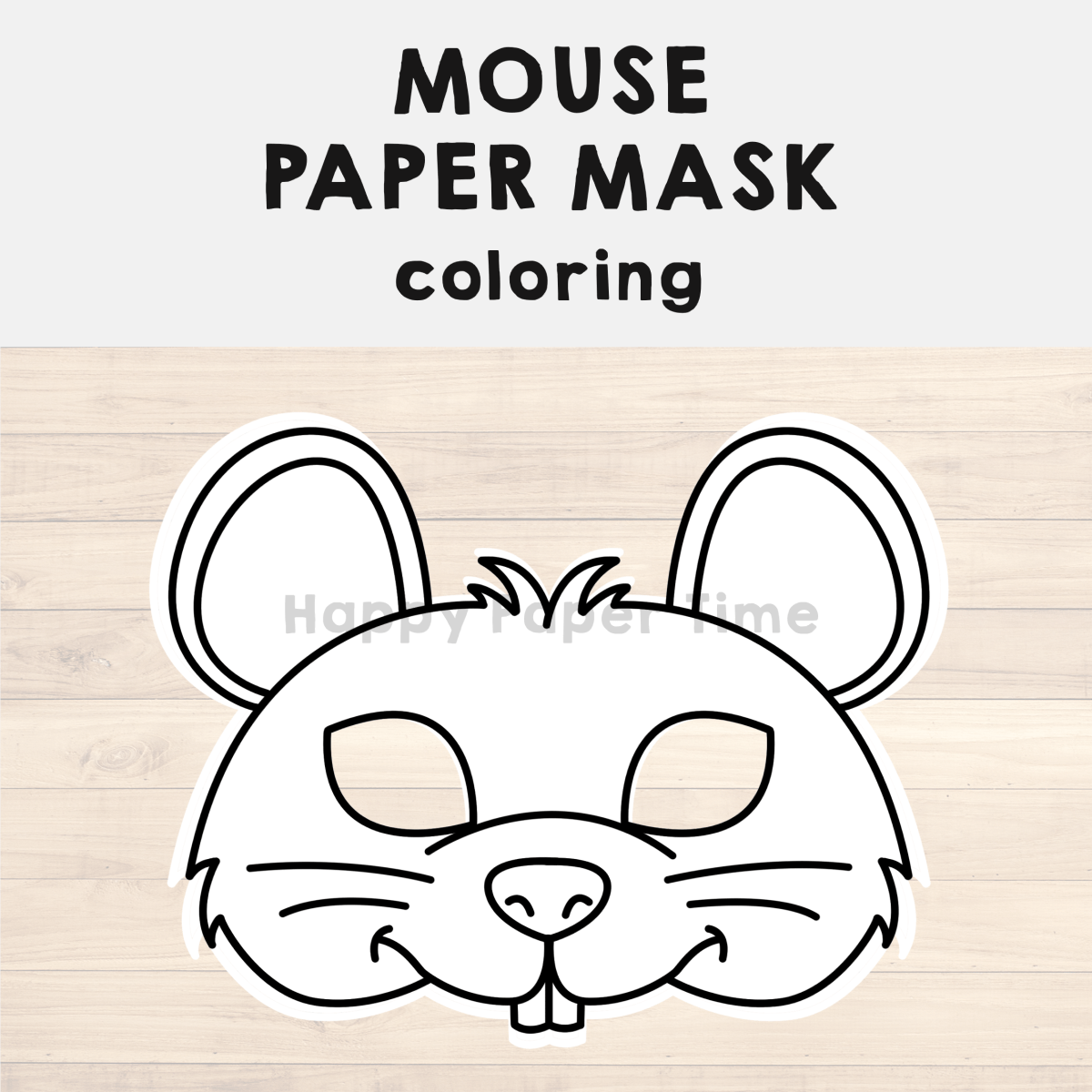 Mouse Paper Mask Printable Woodland Forest Animal Coloring Craft