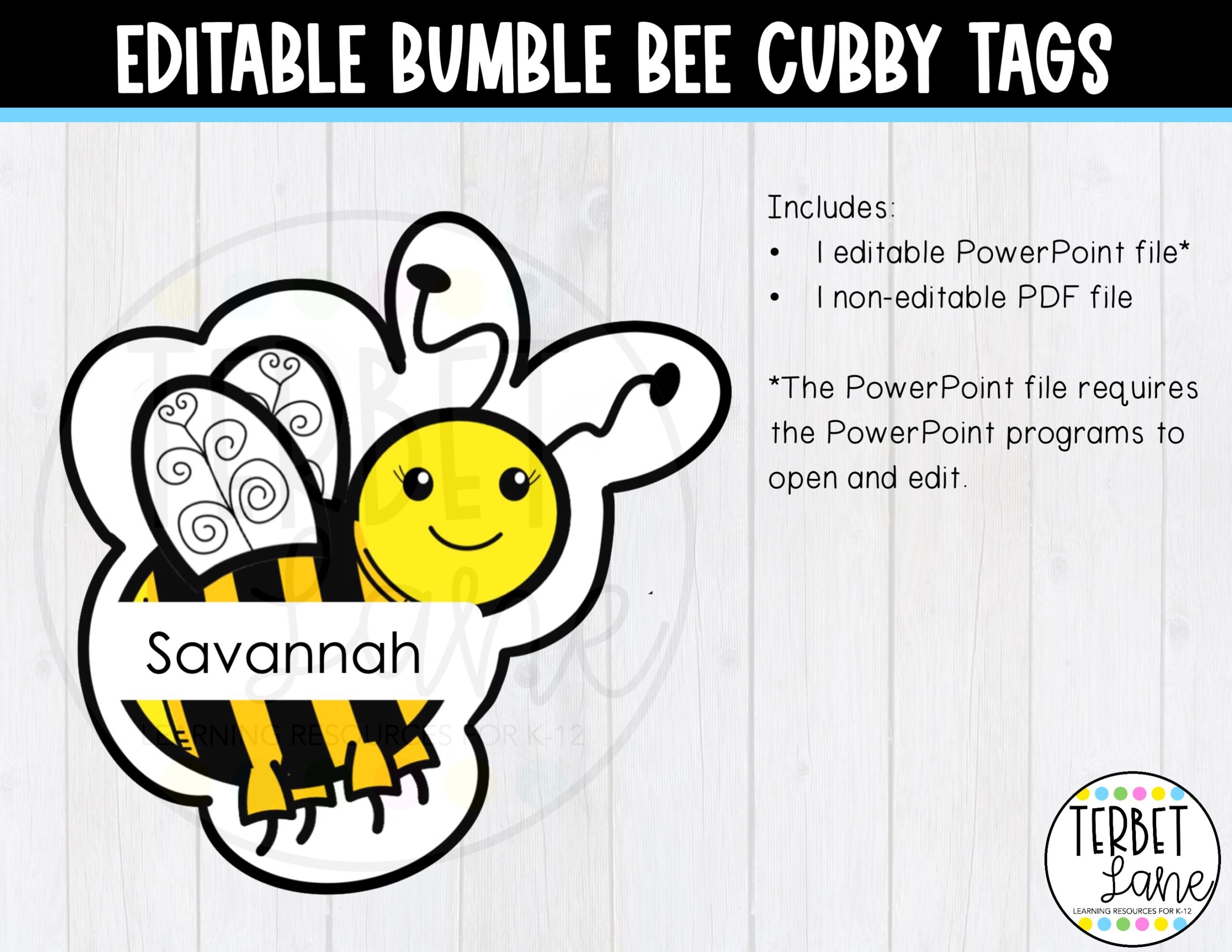 Editable Bumble Bee Cubby Tags Made By Teachers