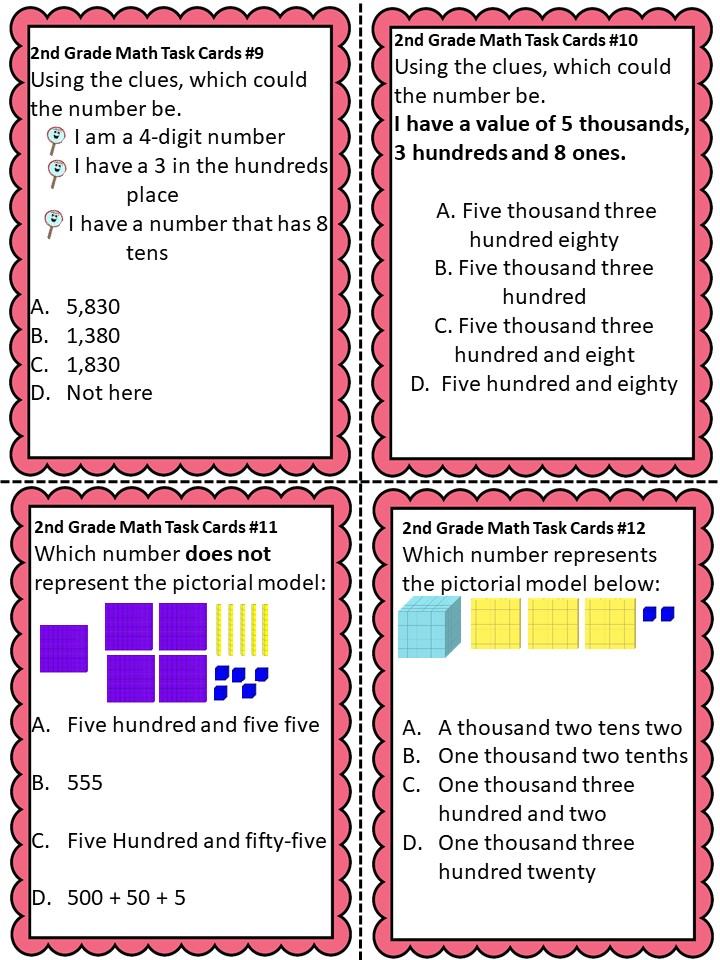 2nd Grade CCSS/ TEKS Math 40 Cards Task Cards Digital Access Set