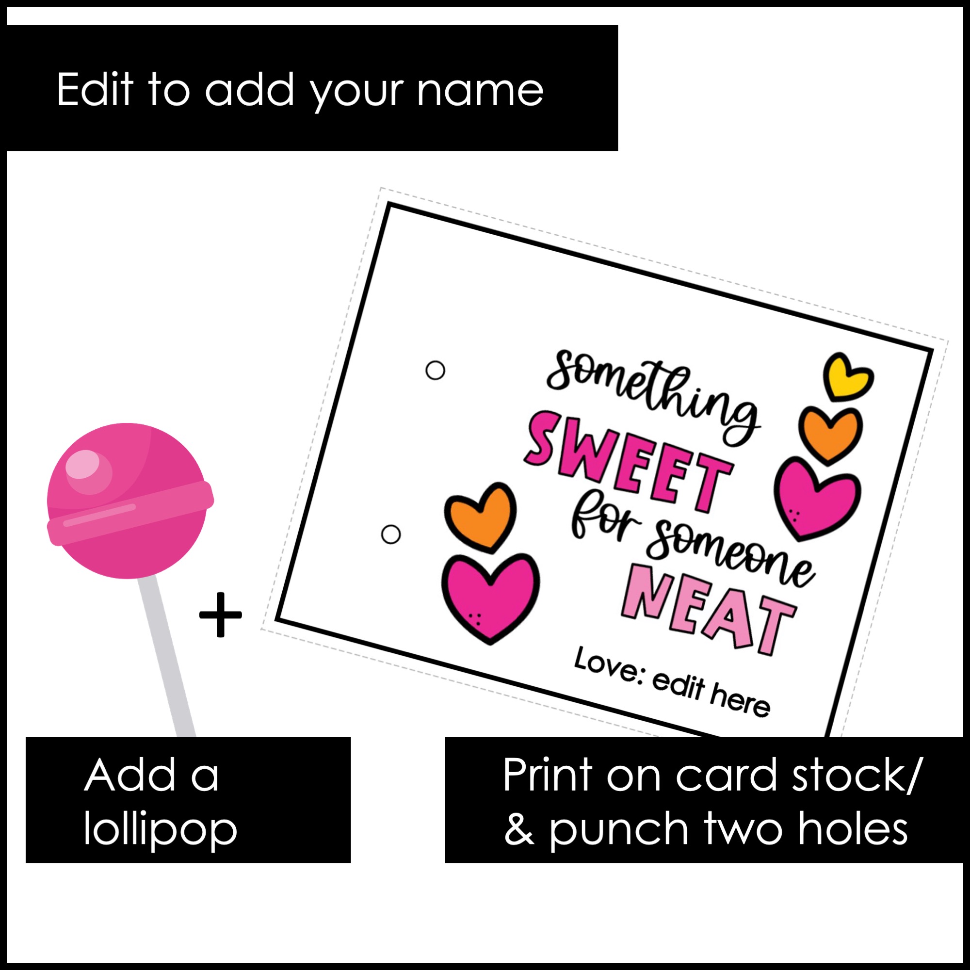 Valentine's Day Gift Tag | Student Gift Card | Lollipop tag for