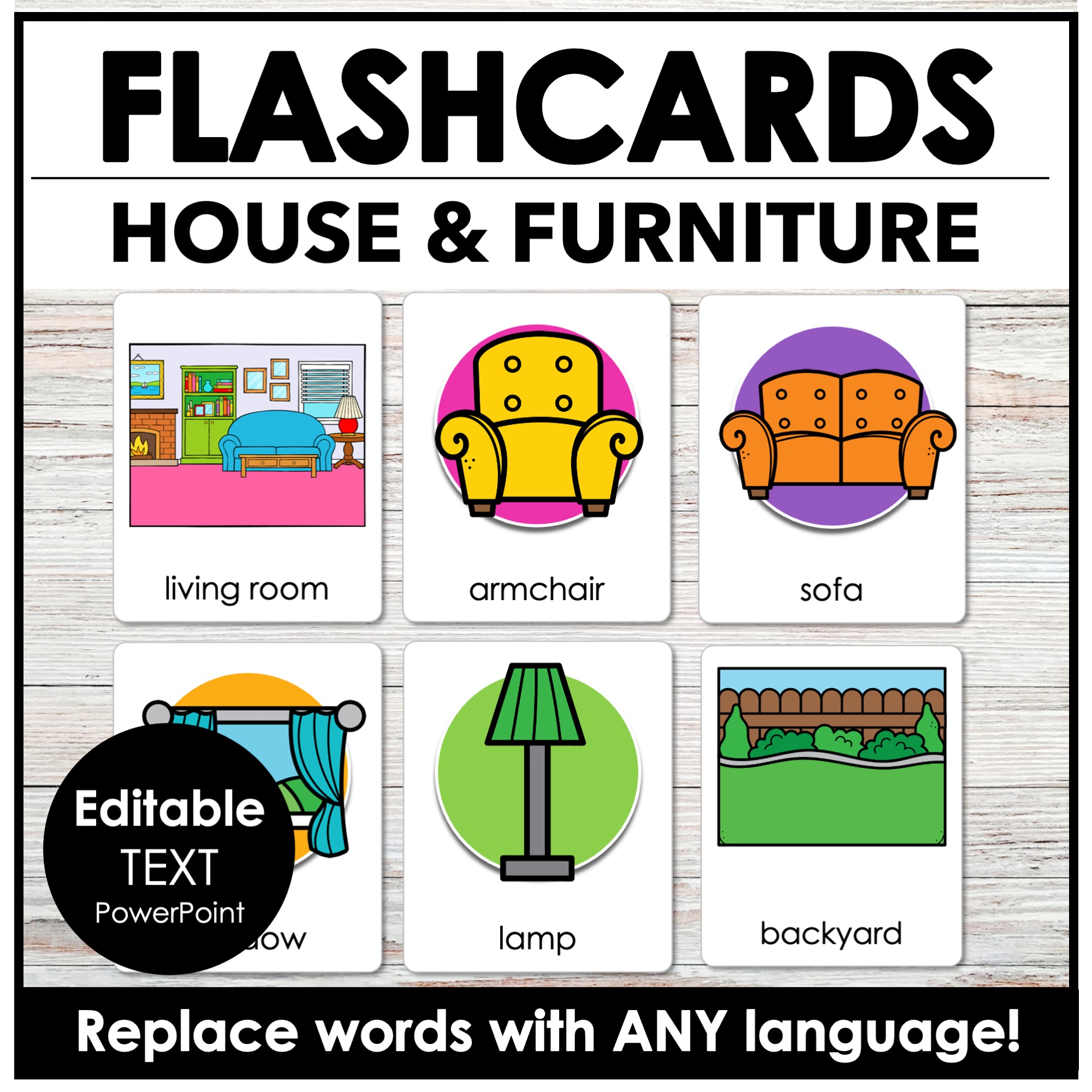 House & Furniture Vocabulary Flashcards for ESL Kitchen, Bath
