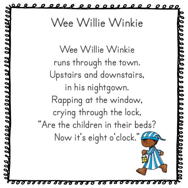 Pocket Chart Poem Wee Willie Winkie Nursery Rhyme Made By Teachers