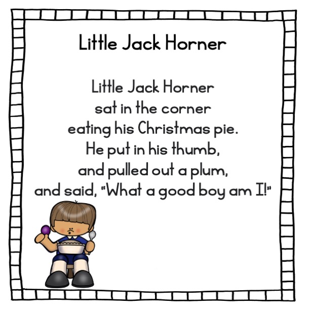 Pocket Chart Poem Little Jack Horner Nursery Rhyme Made By Teachers