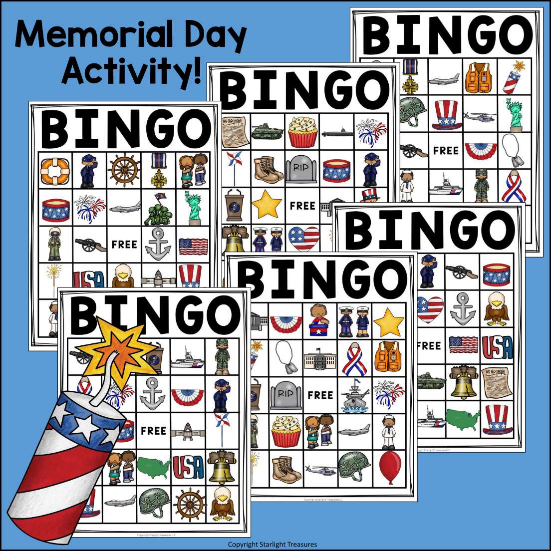 Memorial Day Bingo Cards for Early Readers Memorial Day, Veterans Day