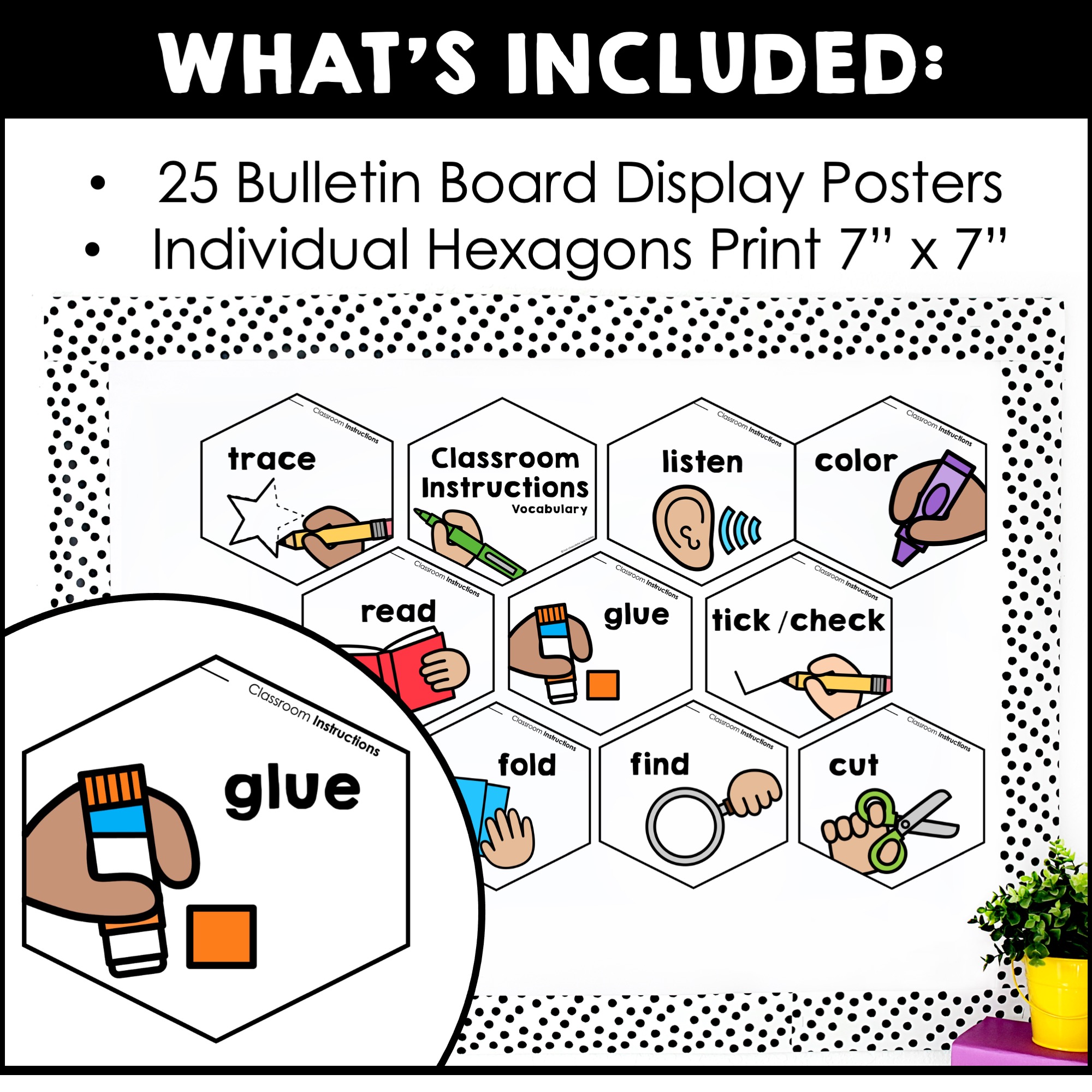 Classroom Instructions Posters ESL vocabulary word wall for bulletin