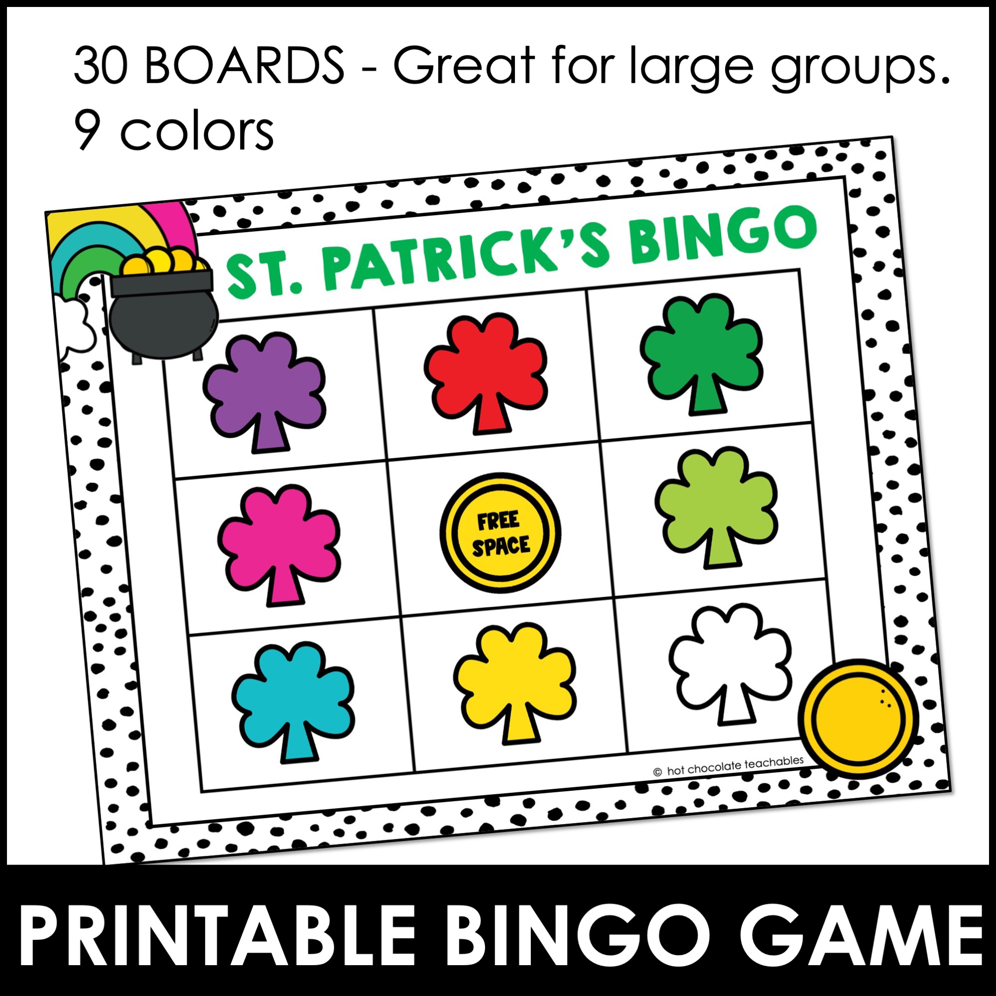 St. Patrick's Day COLOR identification BINGO GAME for Preschool