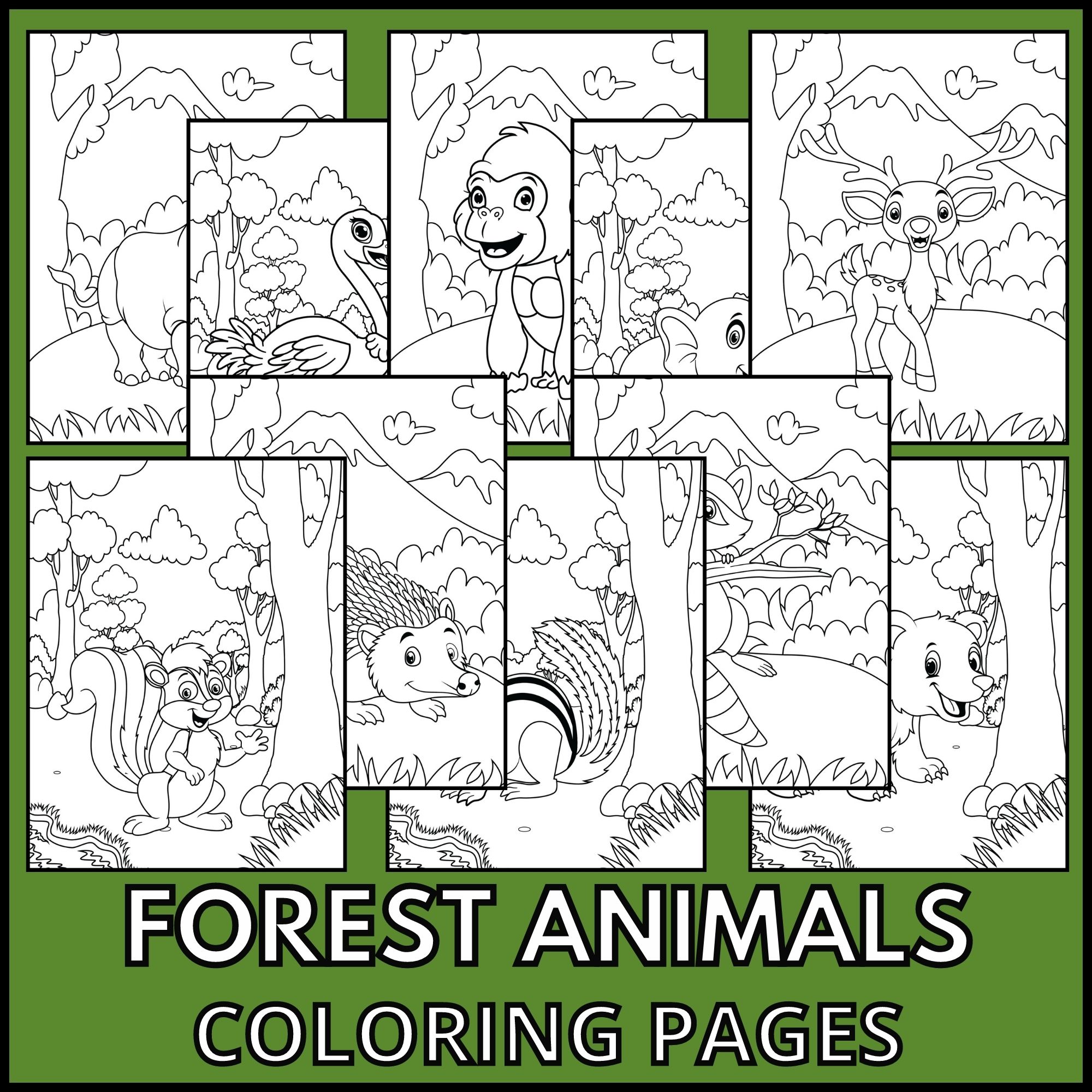 Forest Animals Coloring Pages, Wild Animals Coloring Sheets for Kids