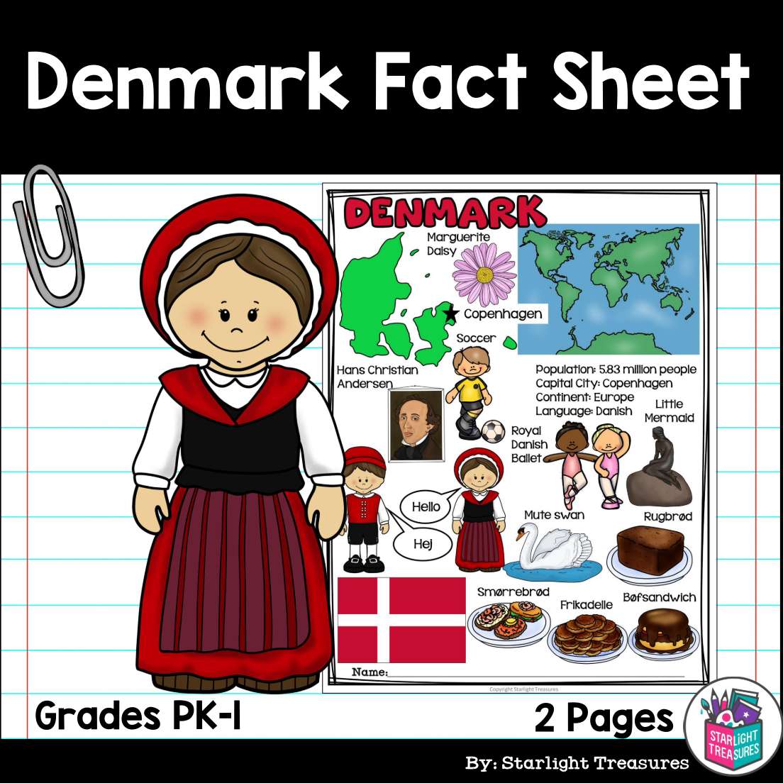 Denmark Fact Sheet for Early Readers Made By Teachers