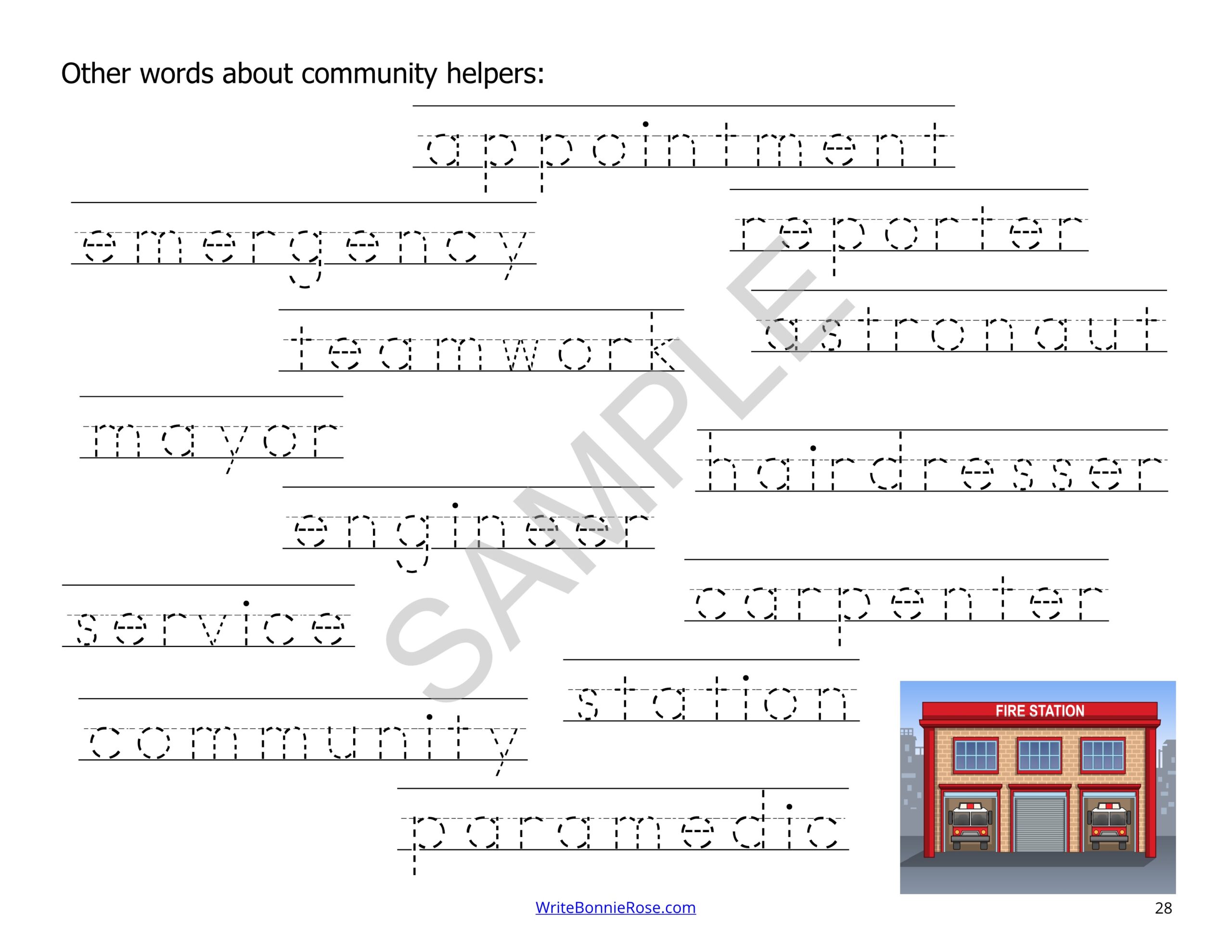 Handwriting Practice with Community Helpers Print Made By Teachers