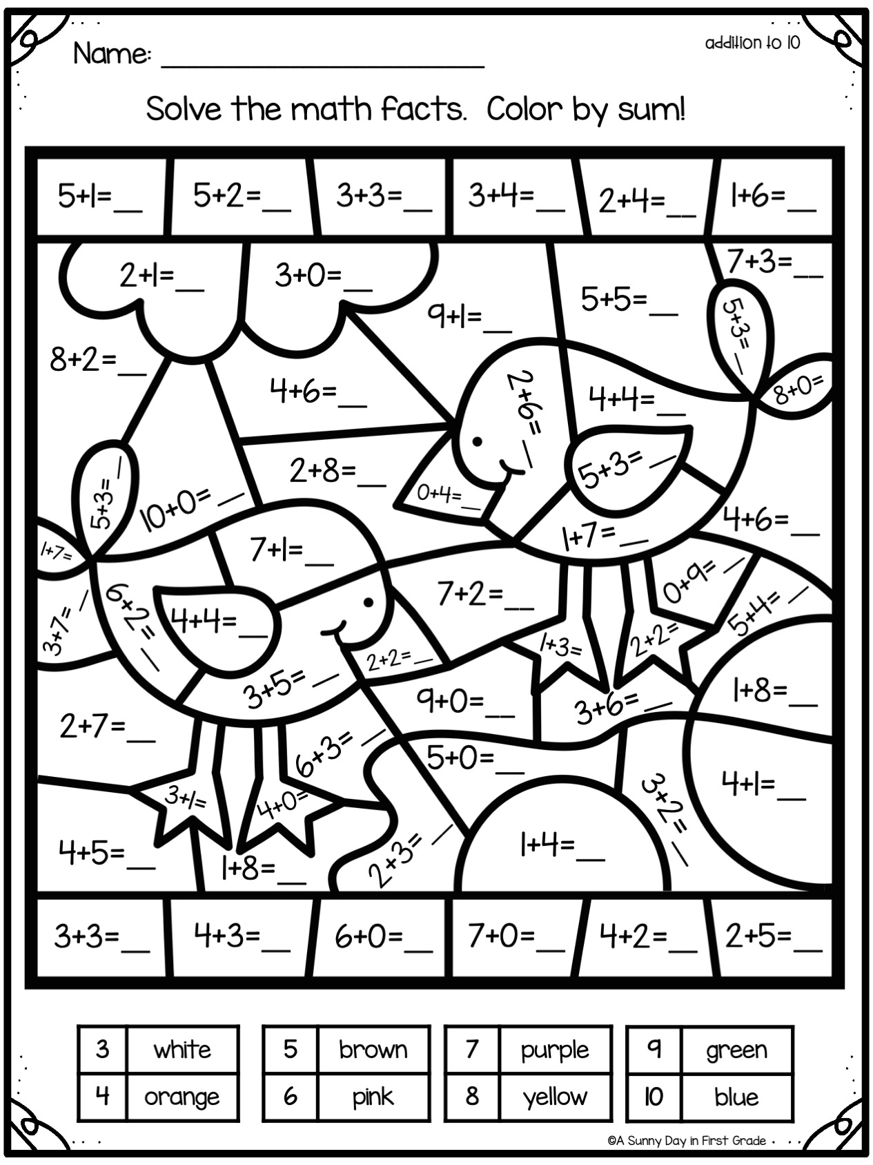 Farm Addition Color by Number Made By Teachers