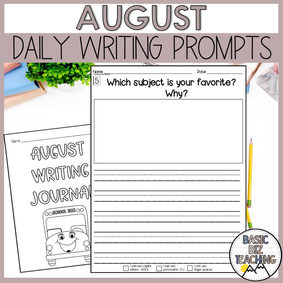 August Daily Journal Writing Prompts Back to School Made By Teachers