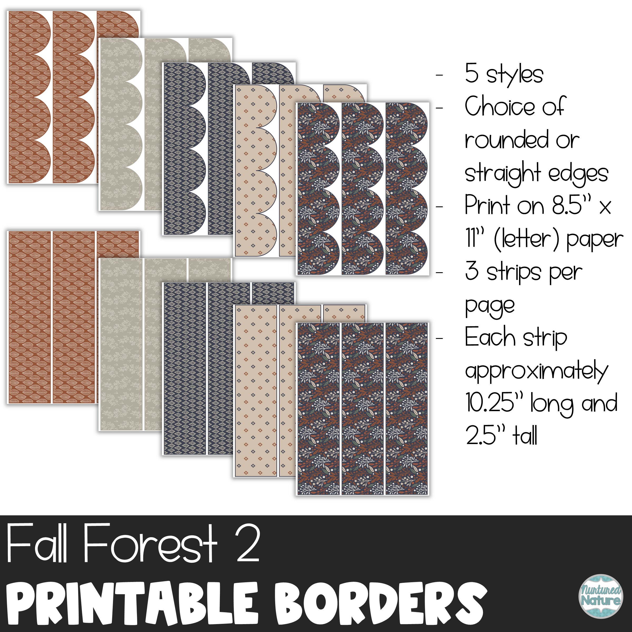 Fall Forest Bulletin Board Borders Printable for November