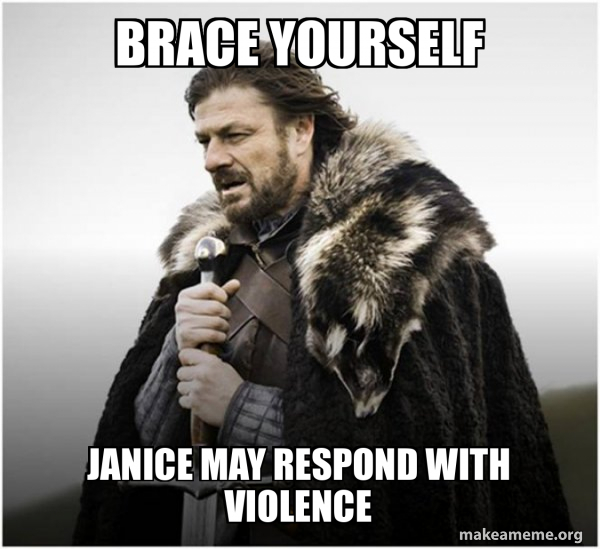Brace yourself janice may respond with violence Brace Yourself Game