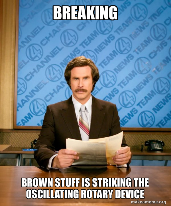 breaking brown stuff is striking the oscillating rotary device