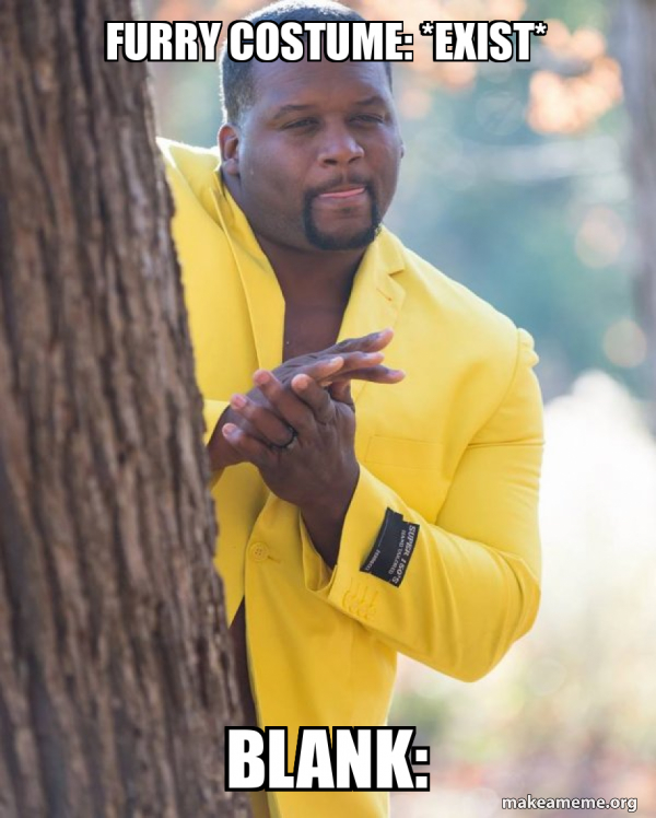 furry costume *exist* Blank Anthony Adams in Yellow Suit Rubbing