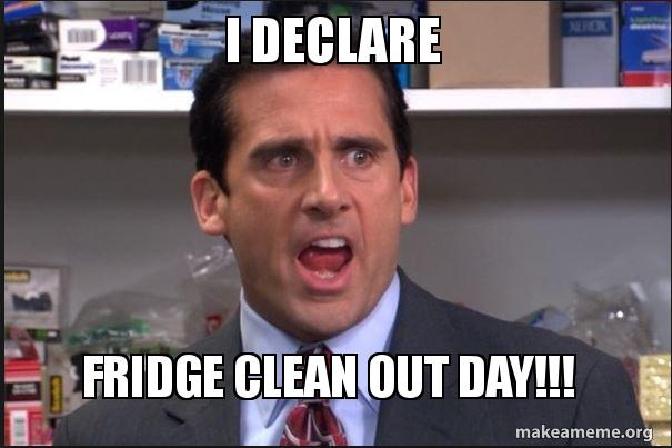 I declare FRIDGE CLEAN OUT DAY!!! Make a Meme