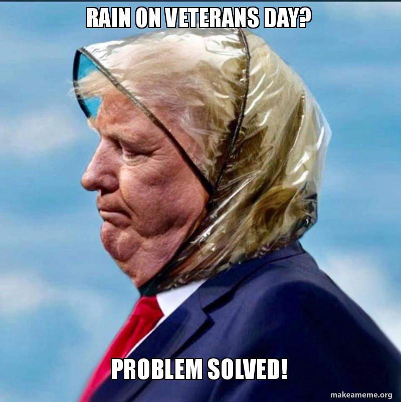 Rain on Veterans Day? Problem solved! Trump rain Make a Meme