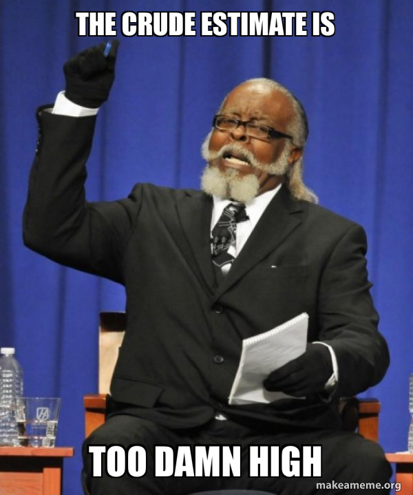 THE CRUDE ESTIMATE IS TOO DAMN HIGH Too Damn HIgh Make a Meme