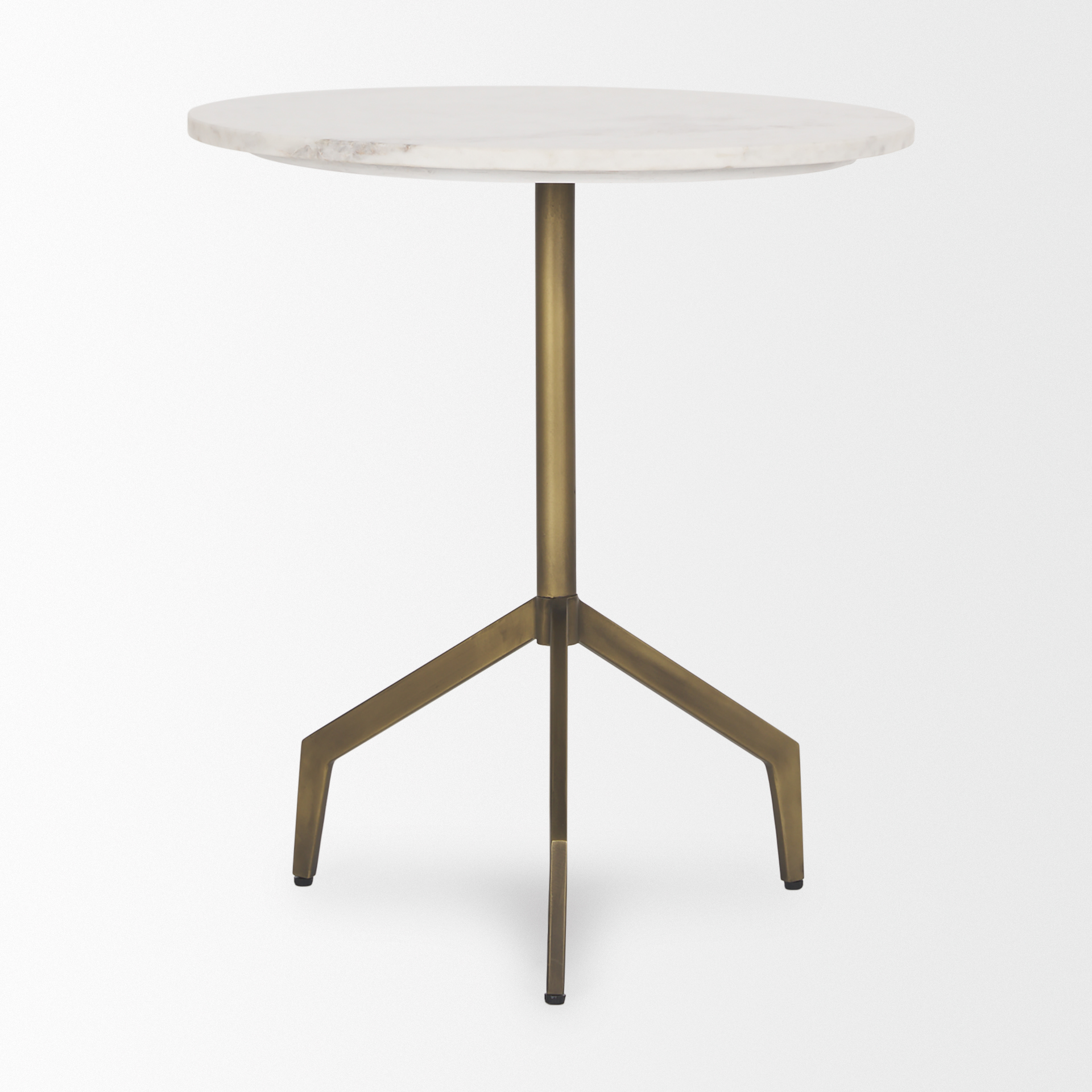 Serre Marble Top 3 Prong Gold Metal Base End Table