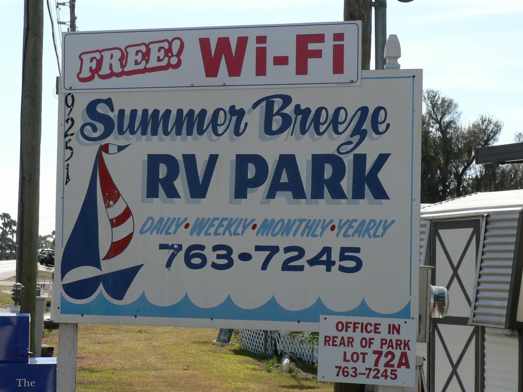 Sign from Summer Breeze RV Park & Storage in Okeechobee, FL 34974