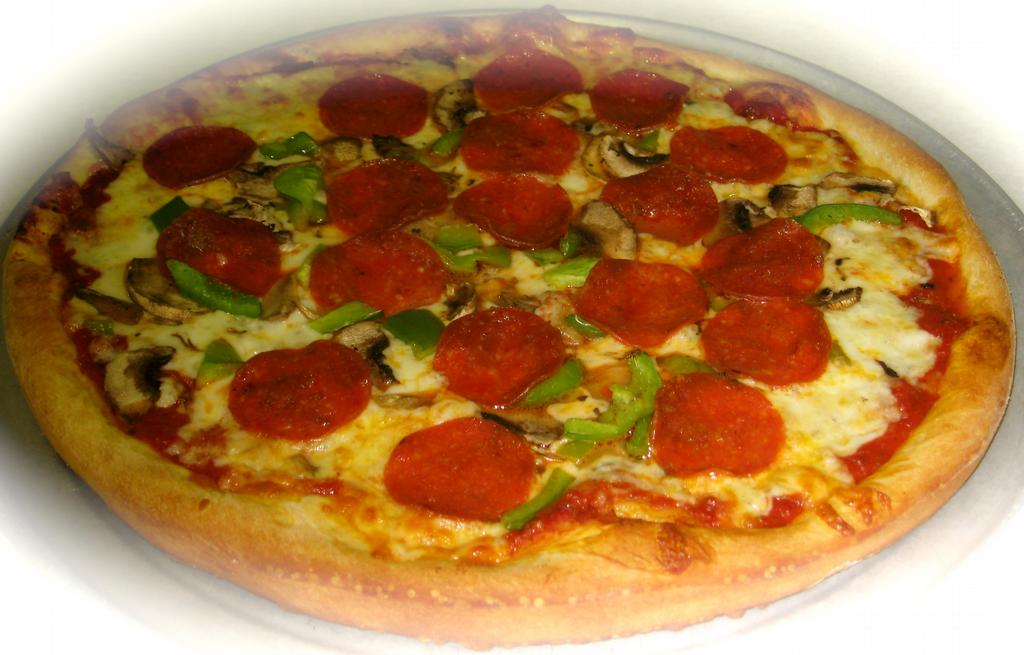 Pepperoni, Green Peppers and Mushrooms from TJ's Gourmet Pizza in Largo