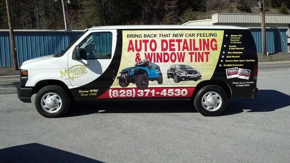 Car wrap from Mountain Valley Auto Detail, Window Tint, Signs
