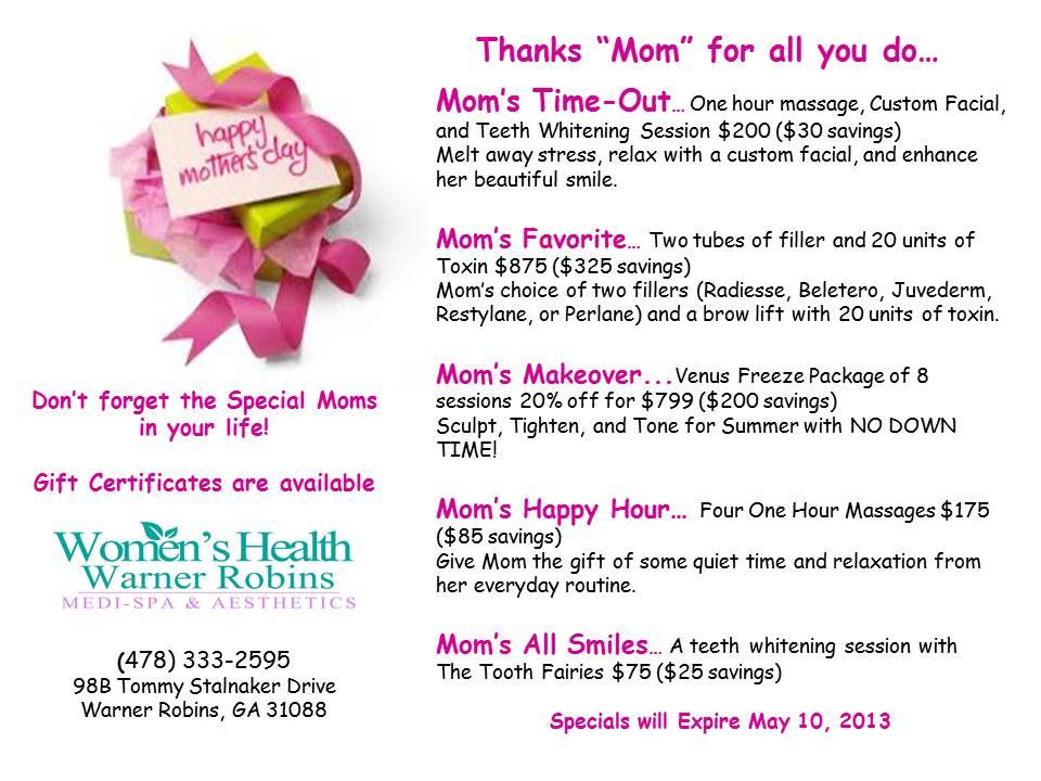 Mother's Day Specials! from Women's Health Warner Robins MediSpa
