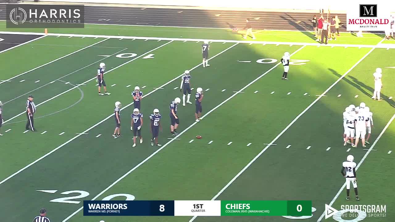 Forney Warren MS vs Waxahachie Coleman JRHS B Team Football