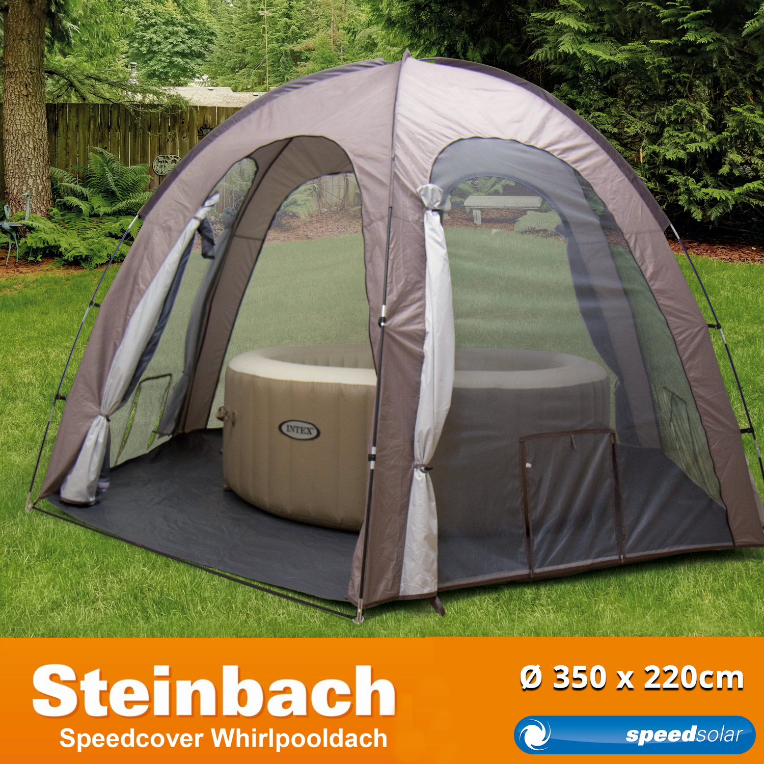 Whirlpooldach Ø 350cm x 220cm Zelt für Pool Partyzelt Gartenpavillion