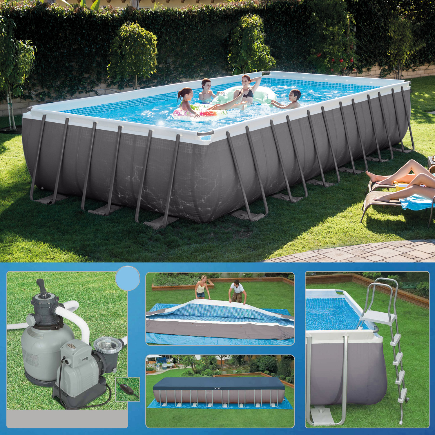 Intex 732 x 366 x 132 Swimming Pool Rechteck Stahlbecken Frame Schwimmbad 26362 eBay