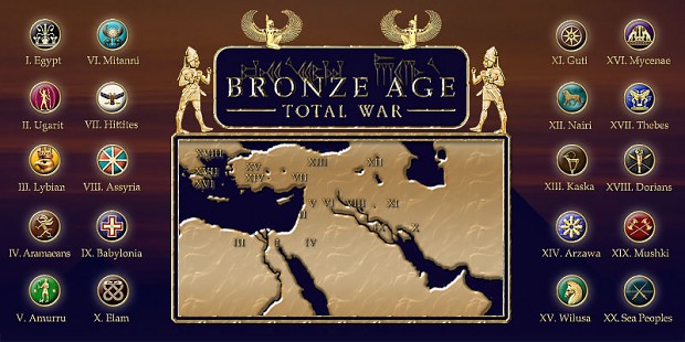 Map and factions image Bronze Age Total War mod for Rome Total War
