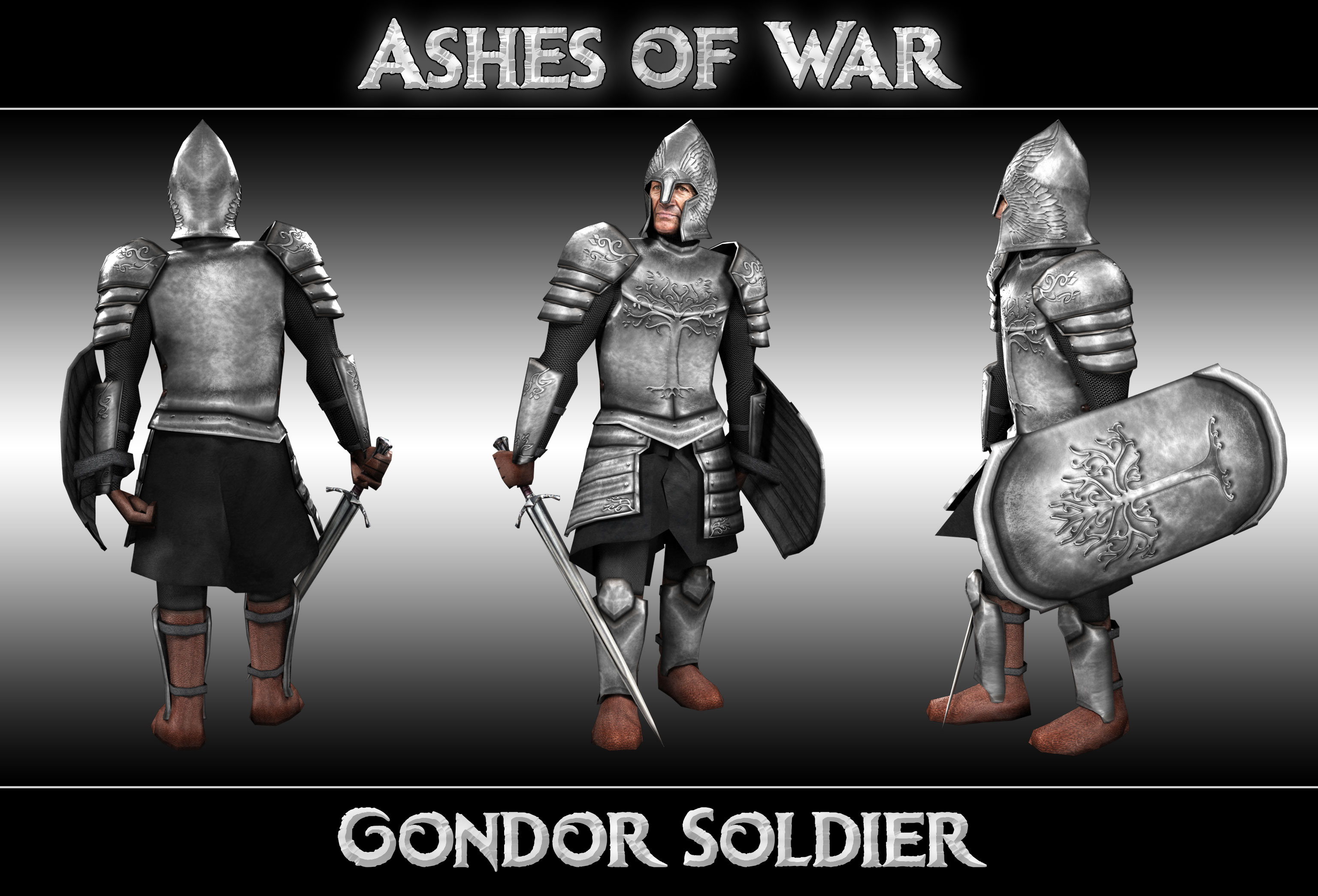 Gondor Soldier Render image Ashes of War mod for Battle for Middle