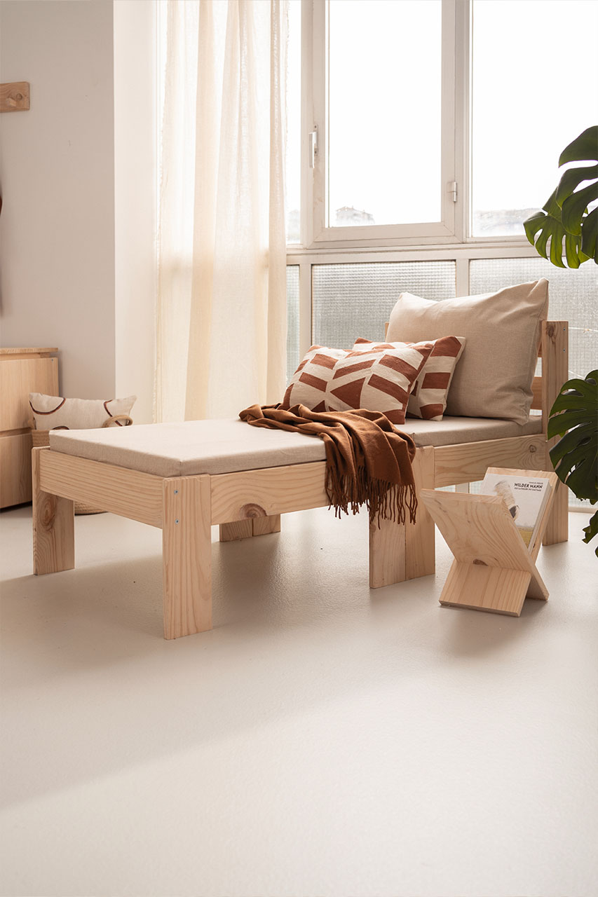 Conjunto modular chaise longue de madera LUFE