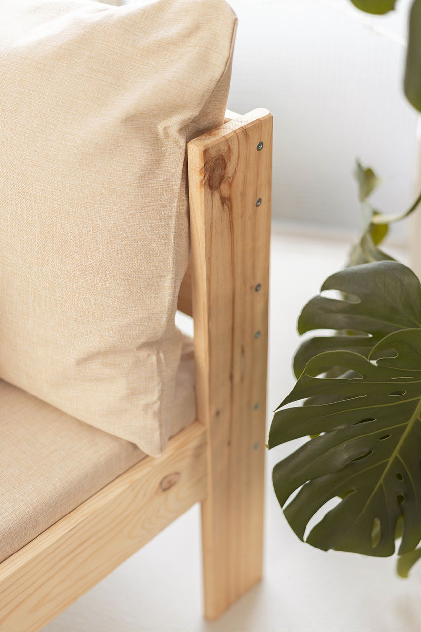 Conjunto modular chaise longue de madera LUFE