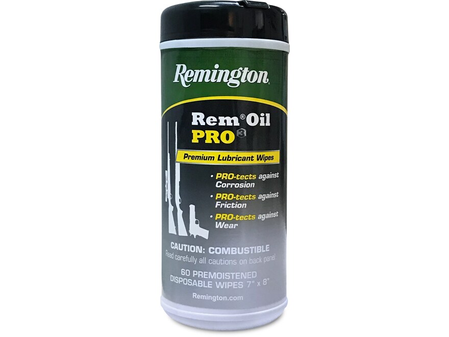 Remington Rem Oil PRO3 Premium Lubricant Gun Wipes 60PK