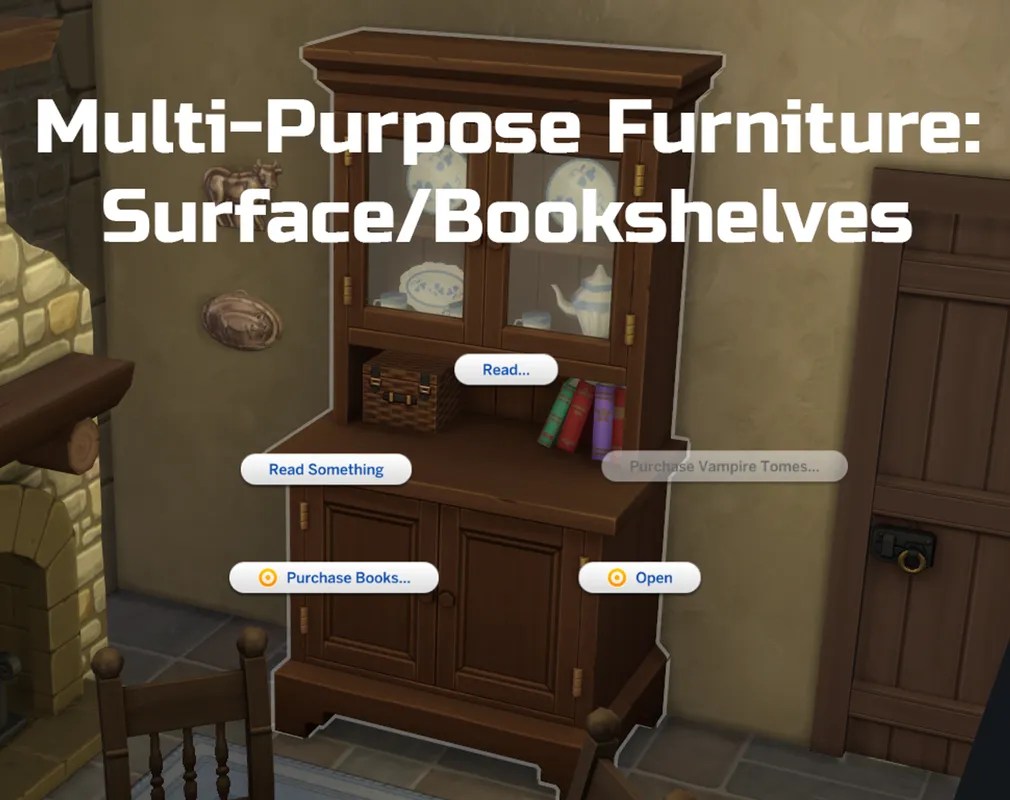 MultiPurpose Furniture Surface/Bookshelves Sims 4 Functional