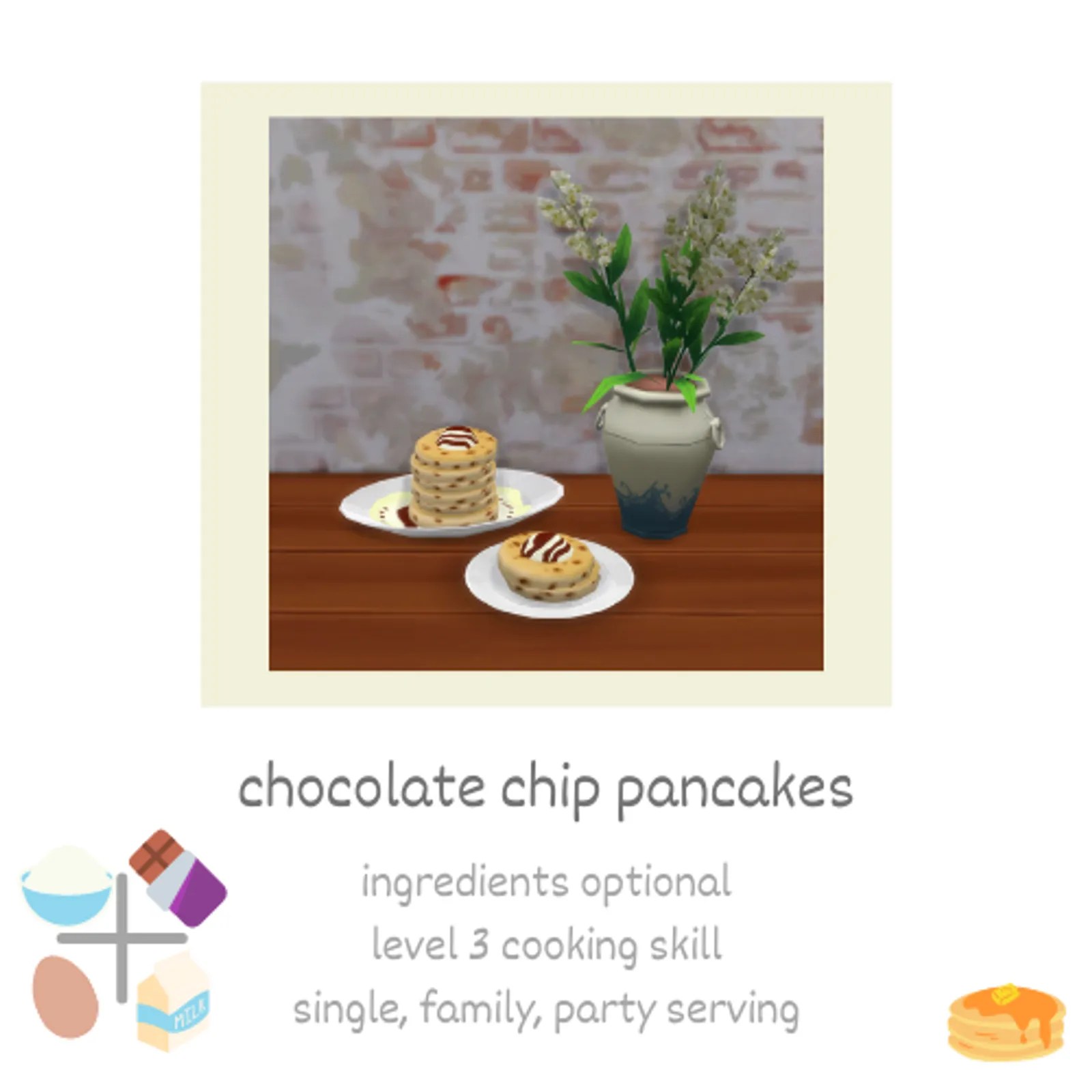 Chocolate Chip Pancakes 🥞 Sims 4 Cuisine & Food Mods Explore