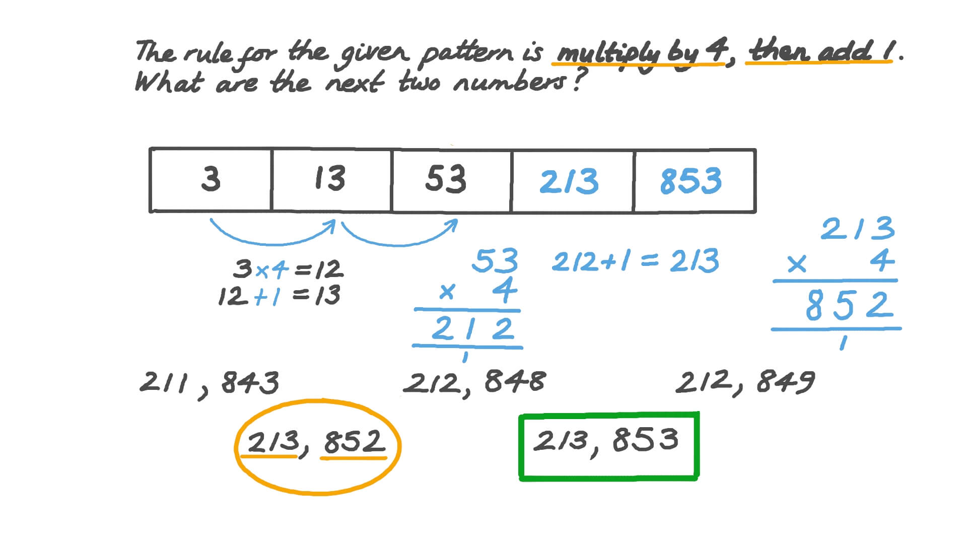 Question Video Using the Rule to Continue a Number Pattern Nagwa